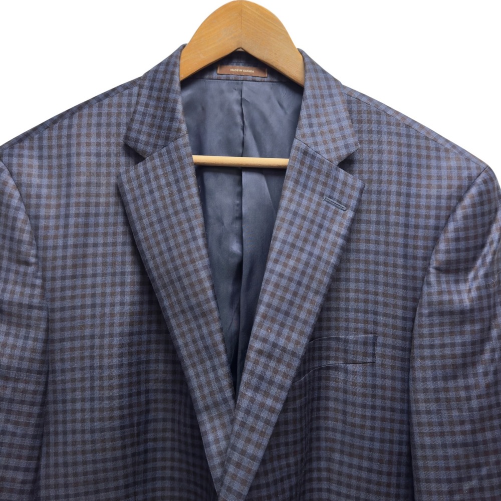 Peter Millar Men's Size 42R Blue Gingham Check Wool 2-Button Blazer Sport Coat